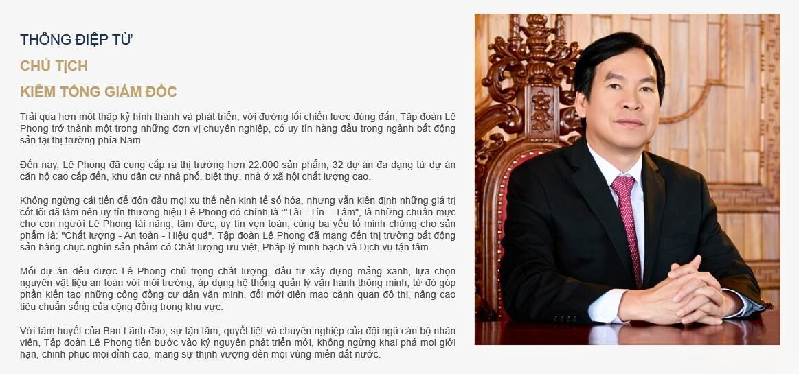 Lời chia sẻ từ Người đứng đầu Hội đồng Quản trị kiêm Giám đốc Điều hành của Công ty Lê Phong