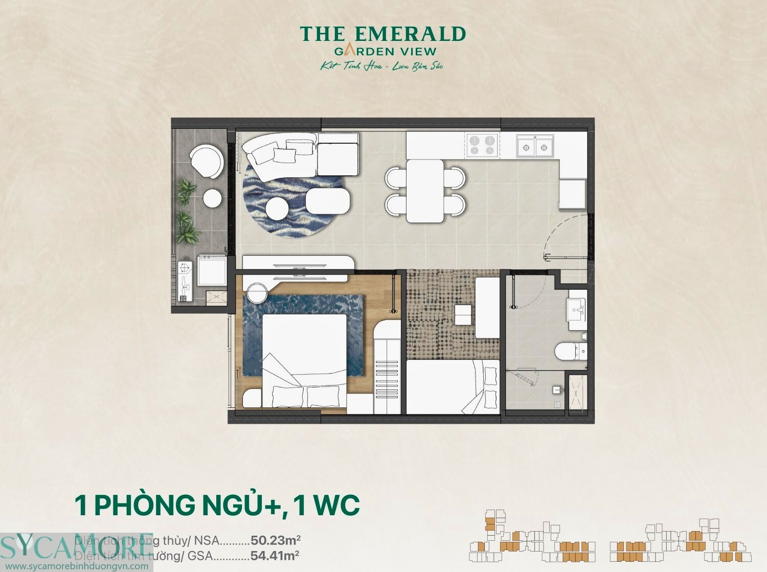 Căn 1pn The Emerald Garden View